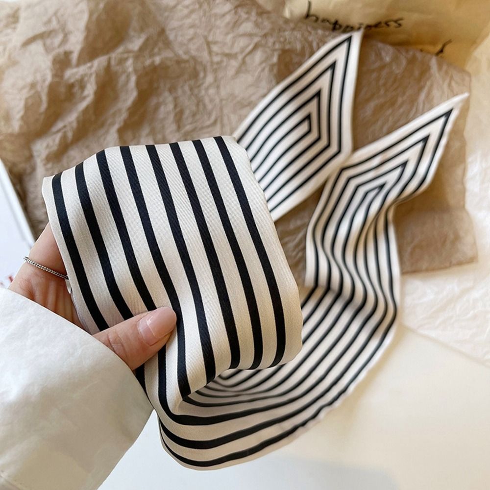 Silk Tie Striped - Eleganter gestreifter französischer Schal für Damen,